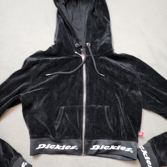 Dickies Velour Cropped Zip Jacket Hoodie Sz Med - Picture 4 of 10